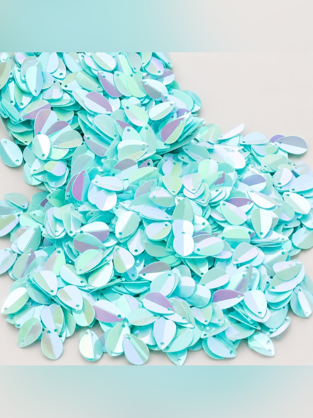 50 Aqua Iridescent Teardrop Sequins 8x12mm | Sewing Craft Embellishments | New